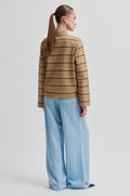 Lovella Striped Polo Tee - Kelp