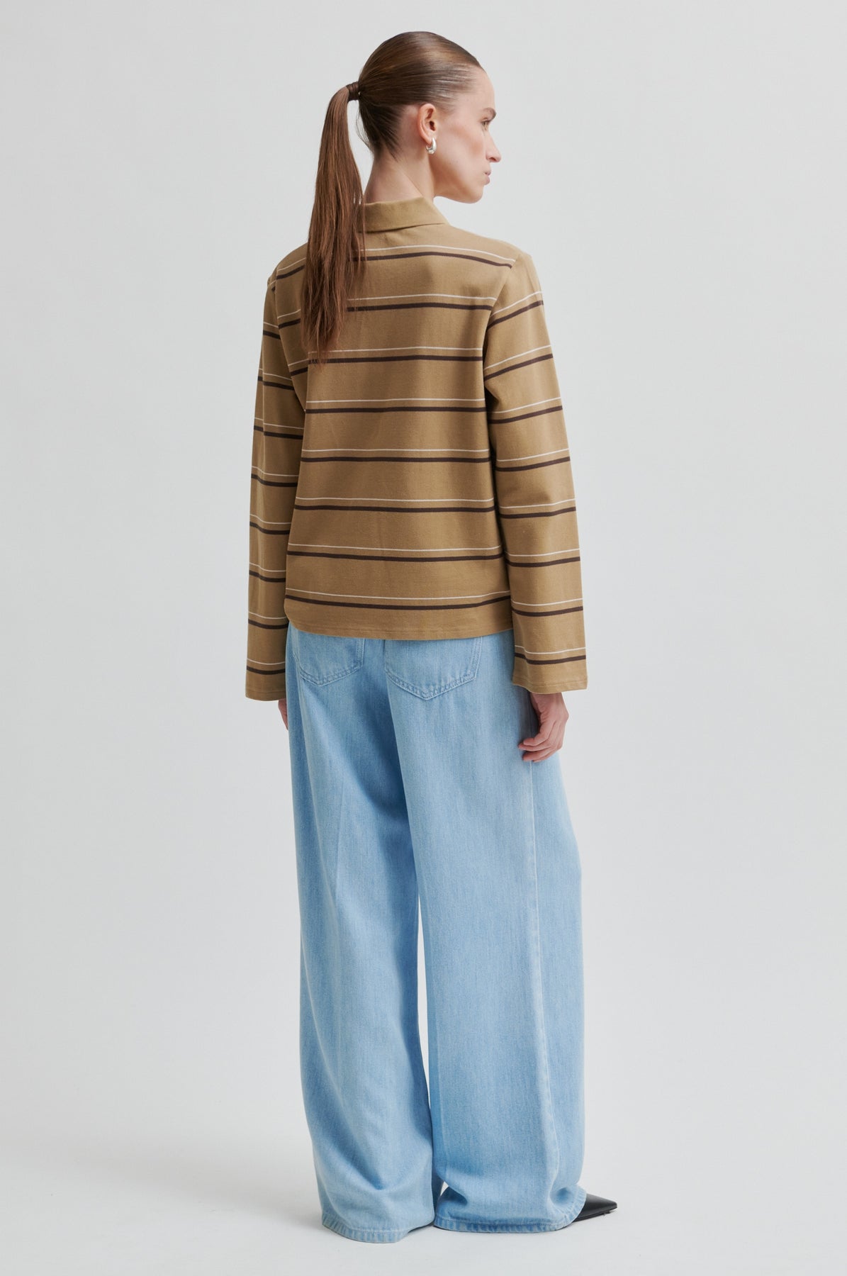 Lovella Striped Polo Tee - Kelp