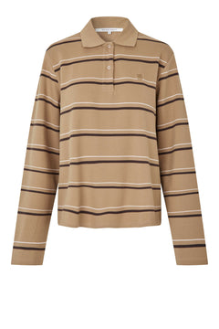Lovella Striped Polo Tee - Kelp