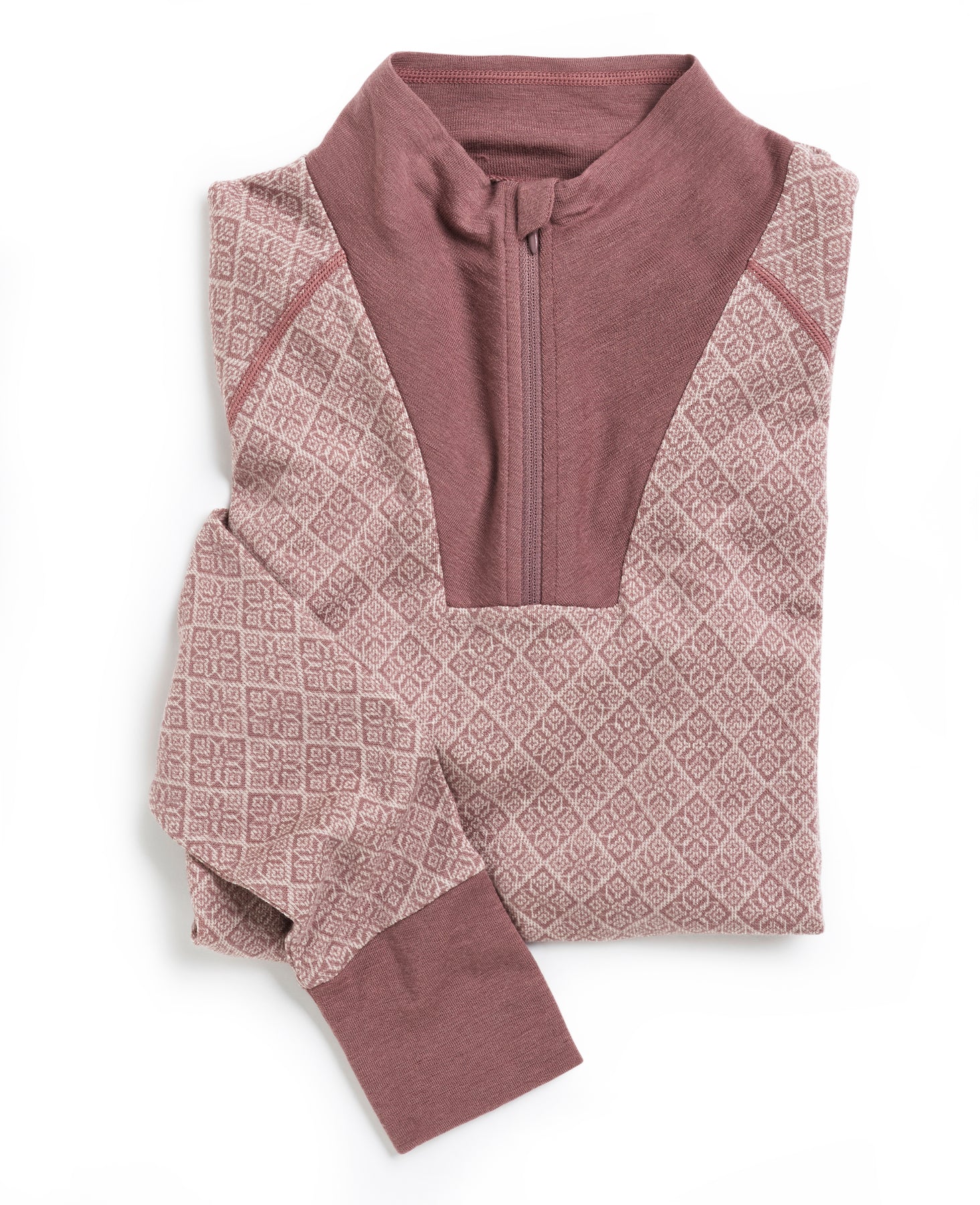 Voss Cashmere Mix Half Zip - Dusty Dark Pink