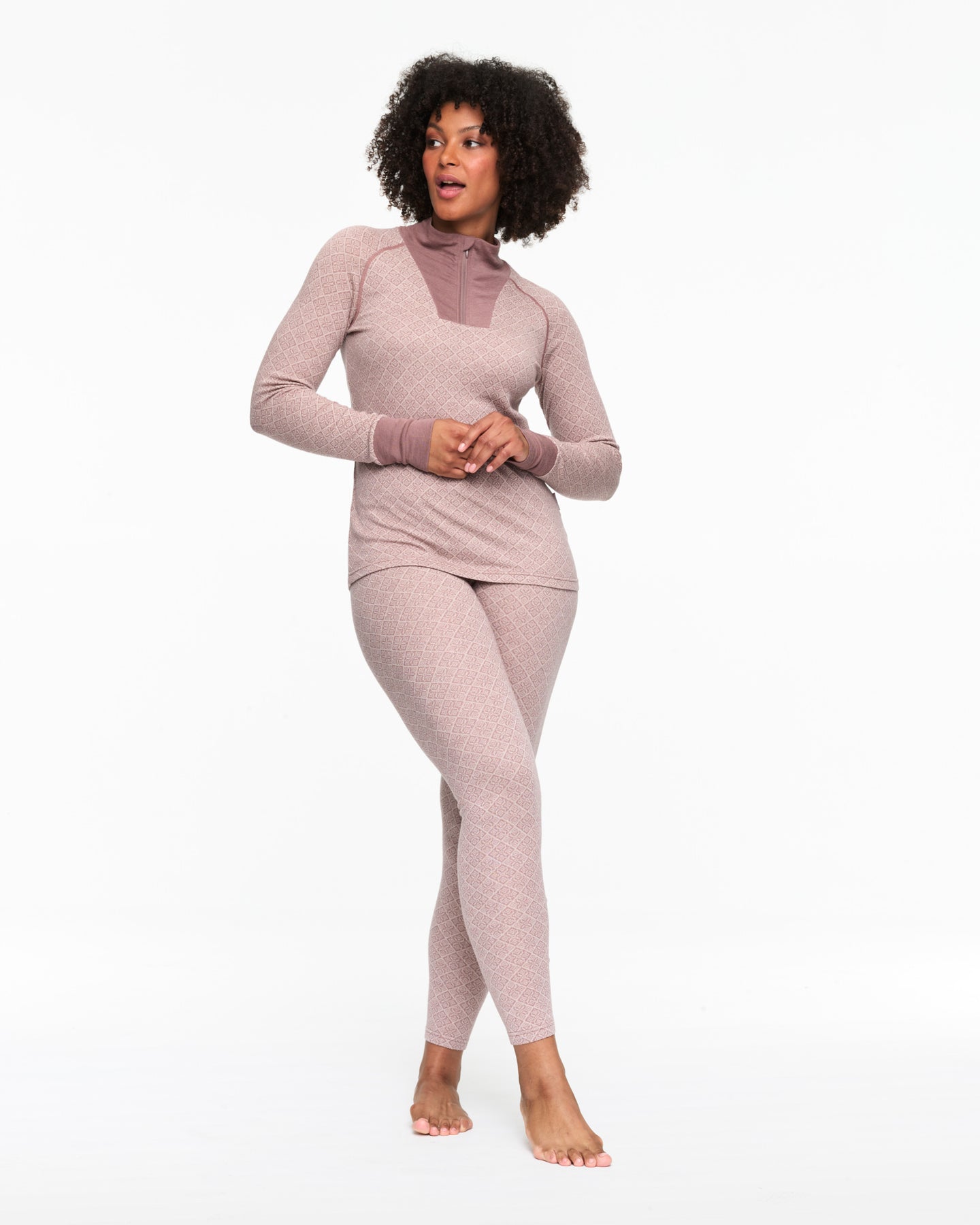 Voss Cashmere Mix Half Zip - Dusty Dark Pink