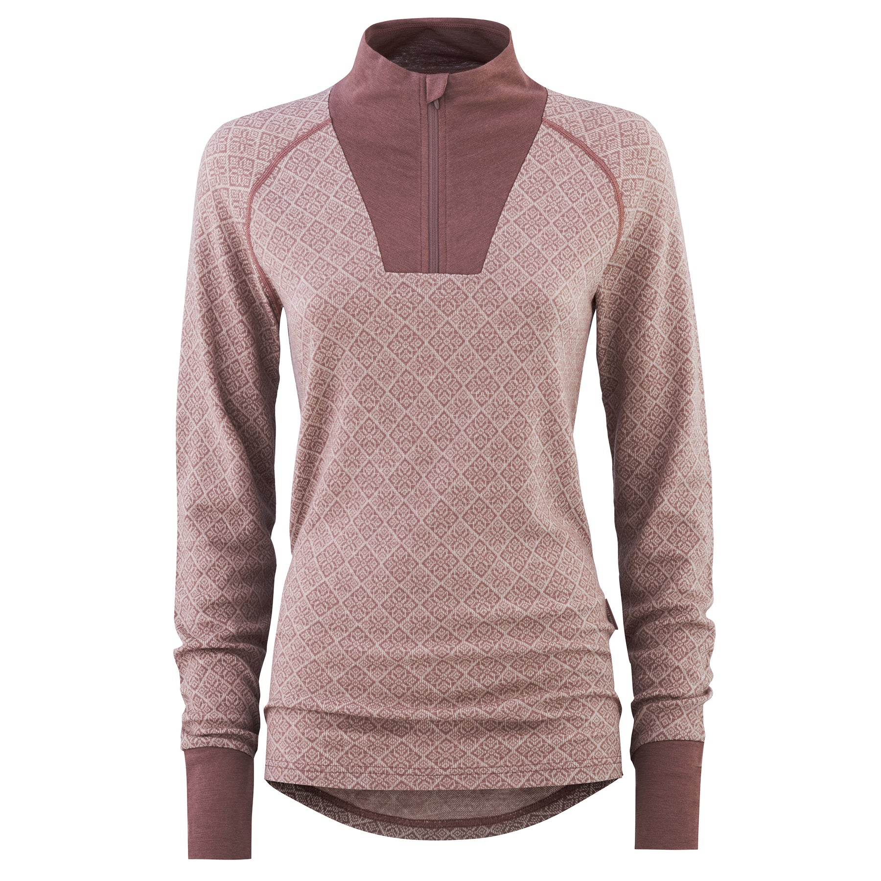 Voss Cashmere Mix Half Zip - Dusty Dark Pink