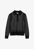 Houndstooth Jacquard Polo - Black