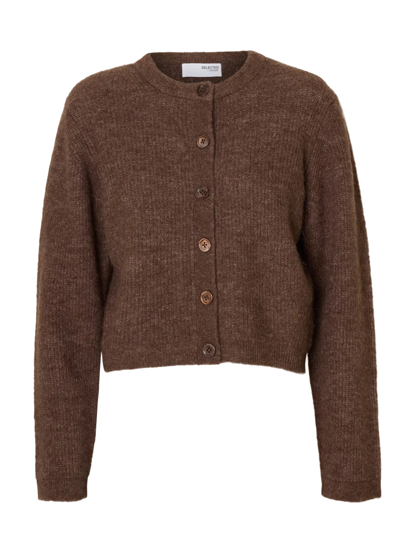 Sia Ras Ls Knit Cropped Cardigan - Fungi