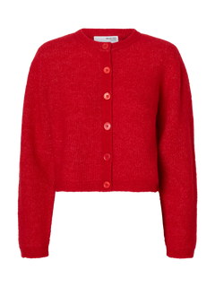 Sia Ras Ls Knit Cropped Cardigan - Equestrian Red