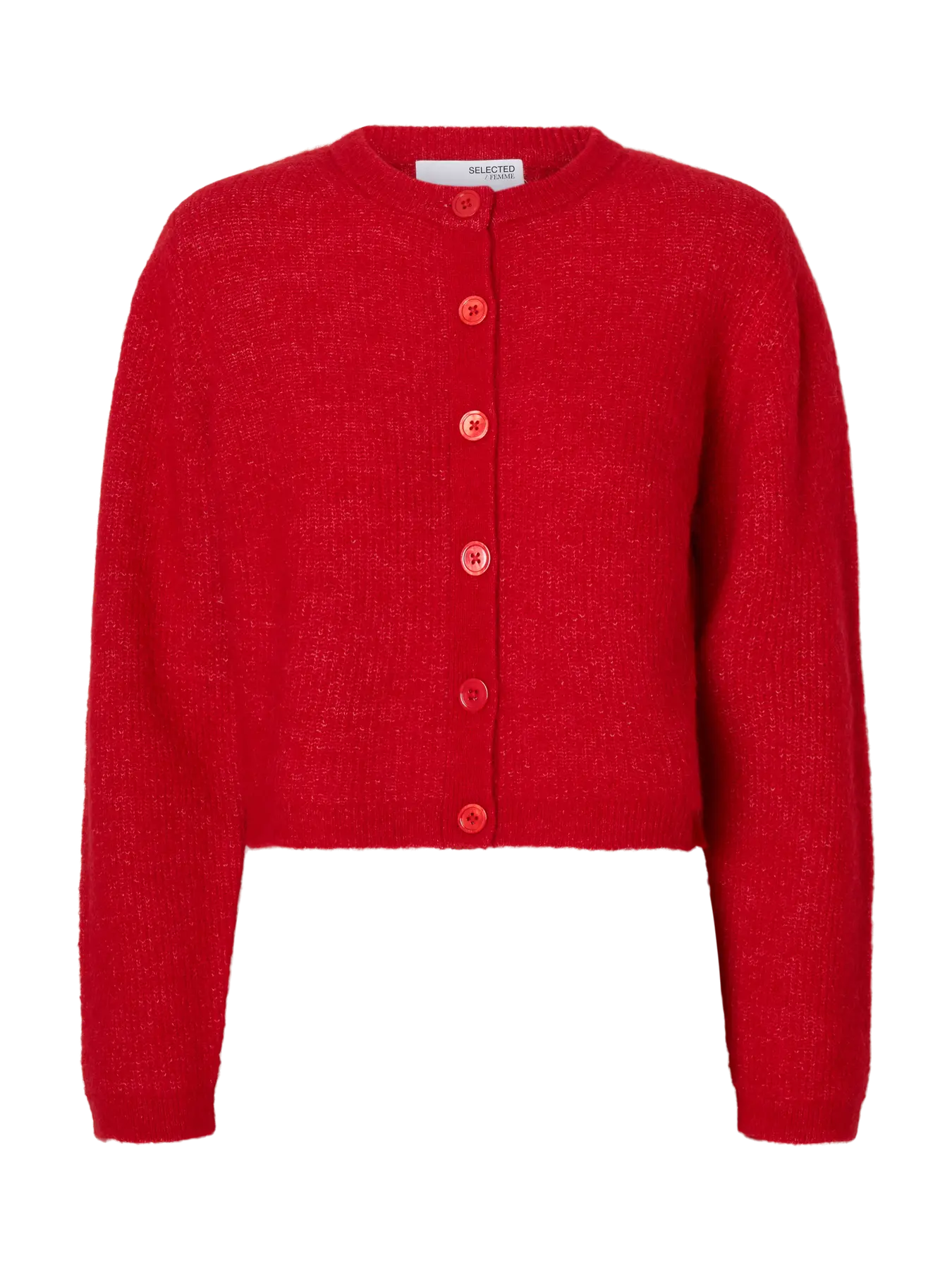 Sia Ras Ls Knit Cropped Kofta - Equestrian Red