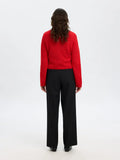 Sia Ras Ls Knit Cropped Kofta - Equestrian Red