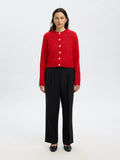 Sia Ras Ls Knit Cropped Kofta - Equestrian Red