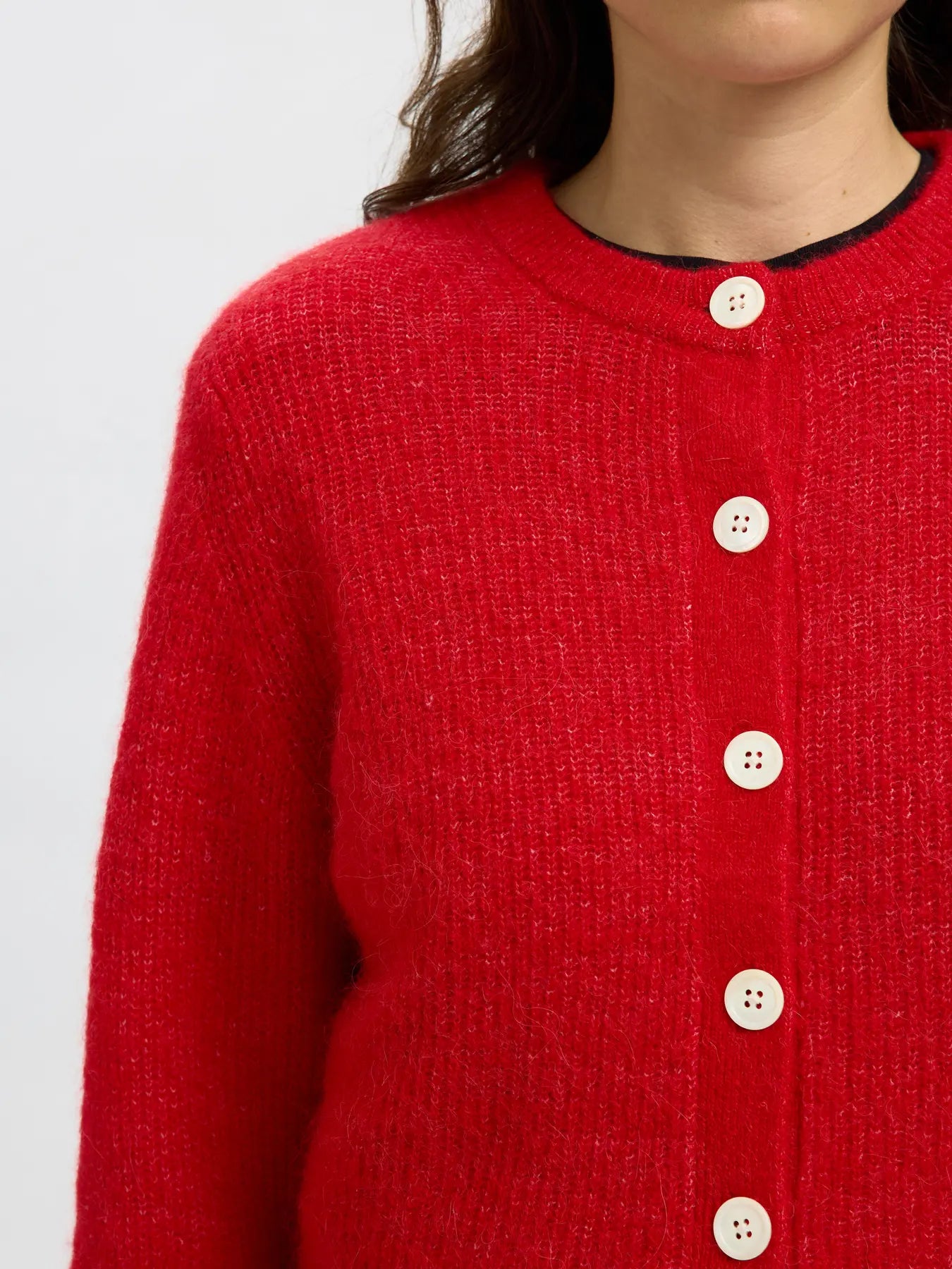 Sia Ras Ls Knit Cropped Kofta - Equestrian Red