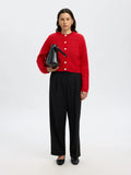 Sia Ras Ls Knit Cropped Kofta - Equestrian Red