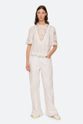 Marcella Lace S/Slv Top - White