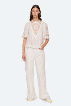 Marcella Lace S/Slv Top - White