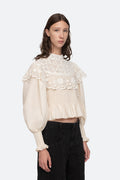 Serita Crochet Lace L/Slv Top - Cream