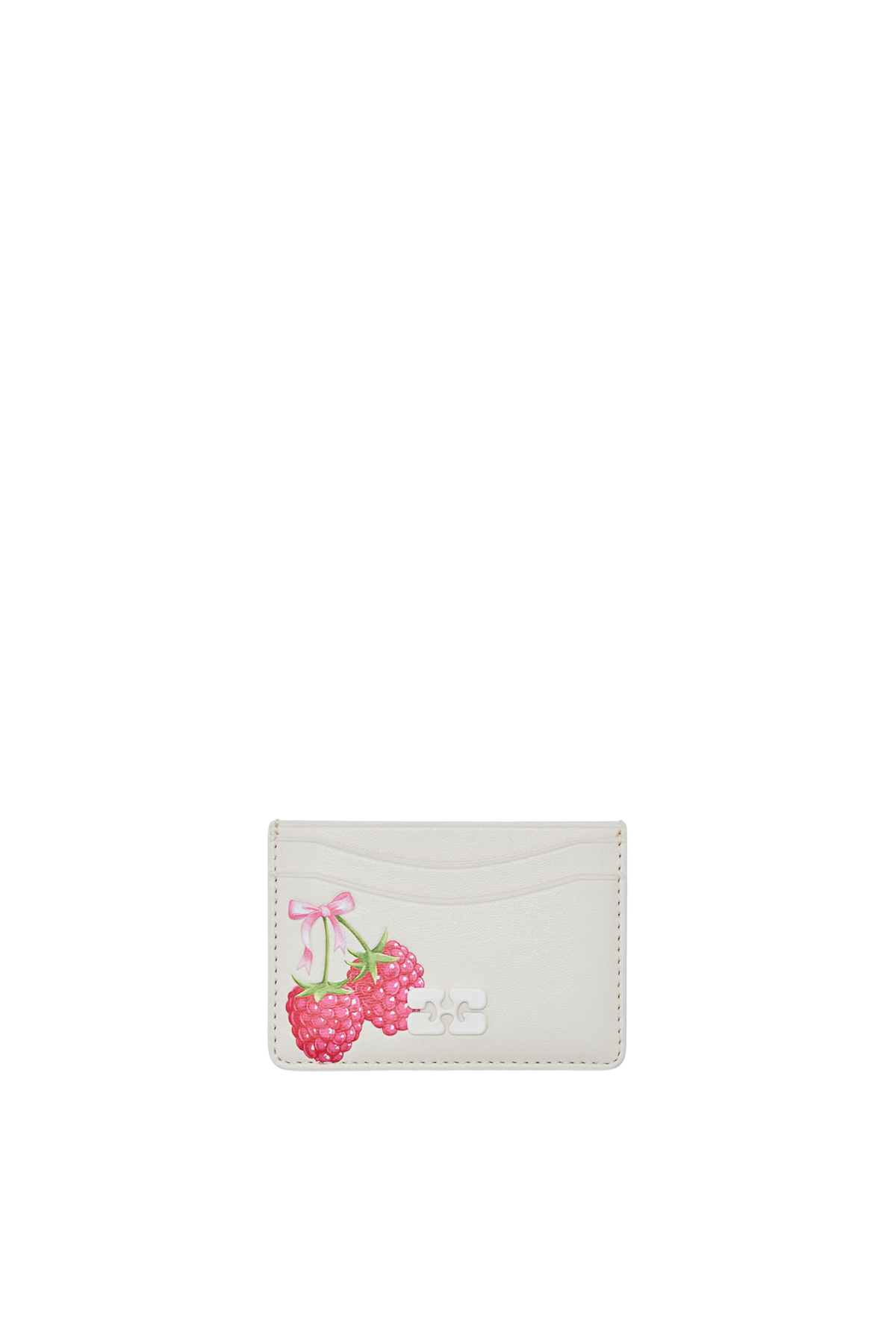 Bou Korthållare med Flap Raspberry Print - Egret