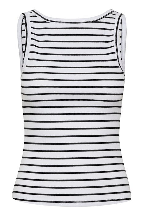 Gestuz Drewgz SL Reversible Stripe Top - Bright White Black Stripe