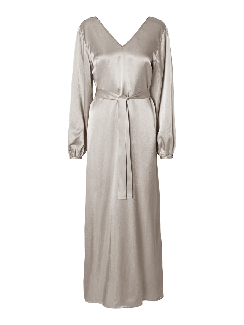 Selene Ls Ankle Slit Dress - Dove
