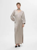 Selene Ls Ankle Slit Dress - Dove