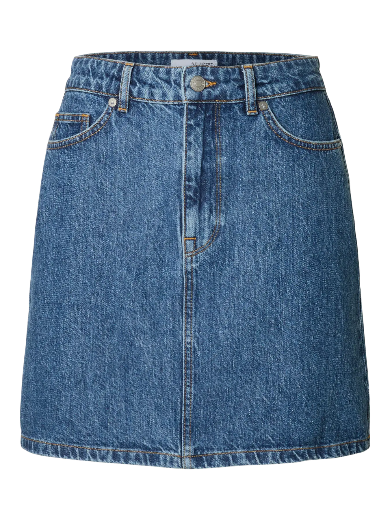 Harper HW Short Skirt - Medium Blue Denim