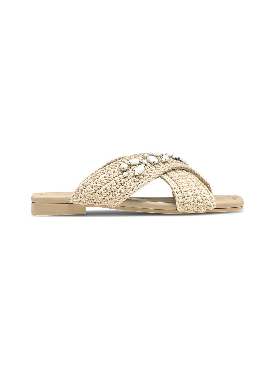 Woven Crossed Stones - Vit