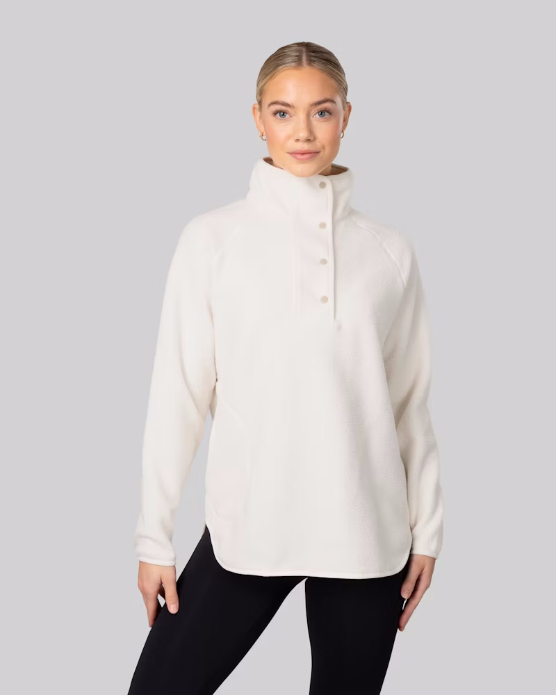 Johaug Fusion Pile Oversized Henley - Tofu White