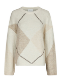 Inga Check Fluff Knit Blouse - Creme