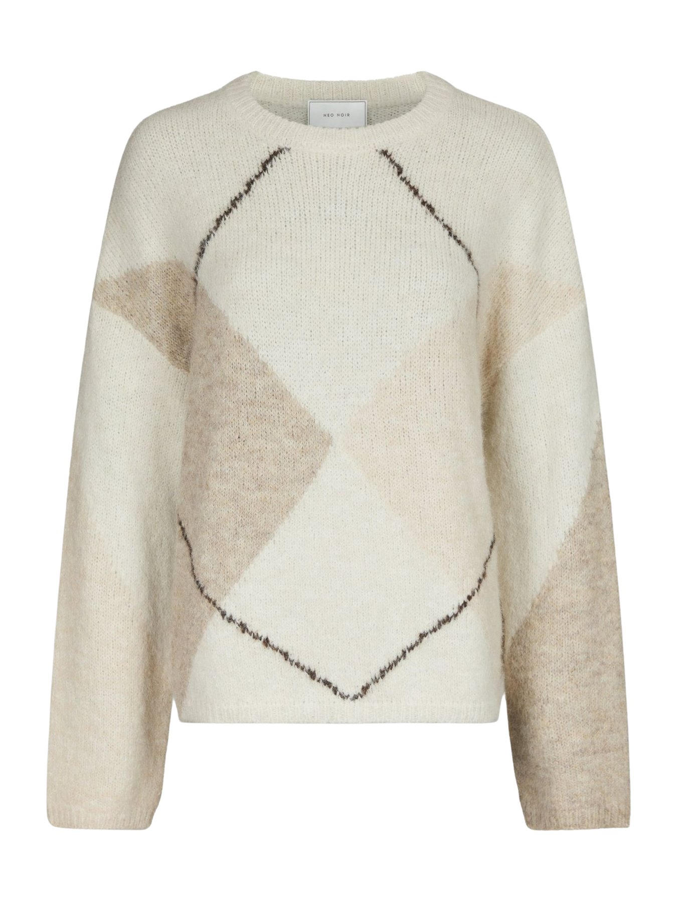 Inga Check Fluff Knit Blouse - Creme