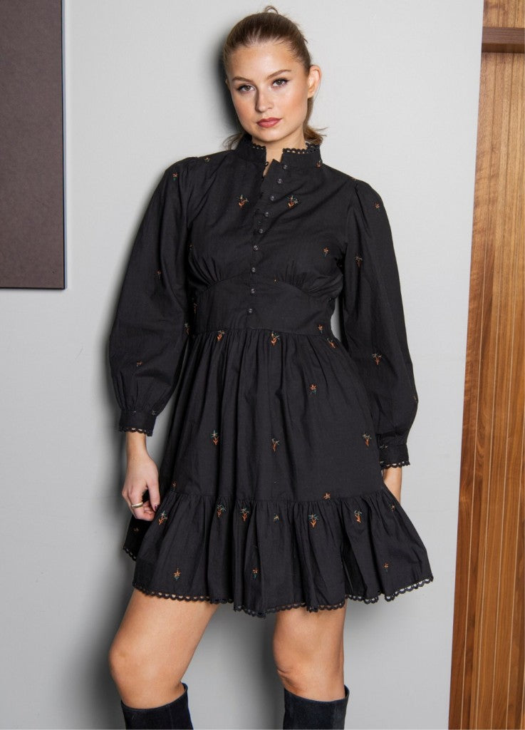 Marie Dress - Broderie Black