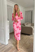 Odaic Dress - Abstract Pink Flower Print