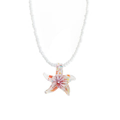Serafina - Glass Starfish Necklace Stainless Steel - Purple