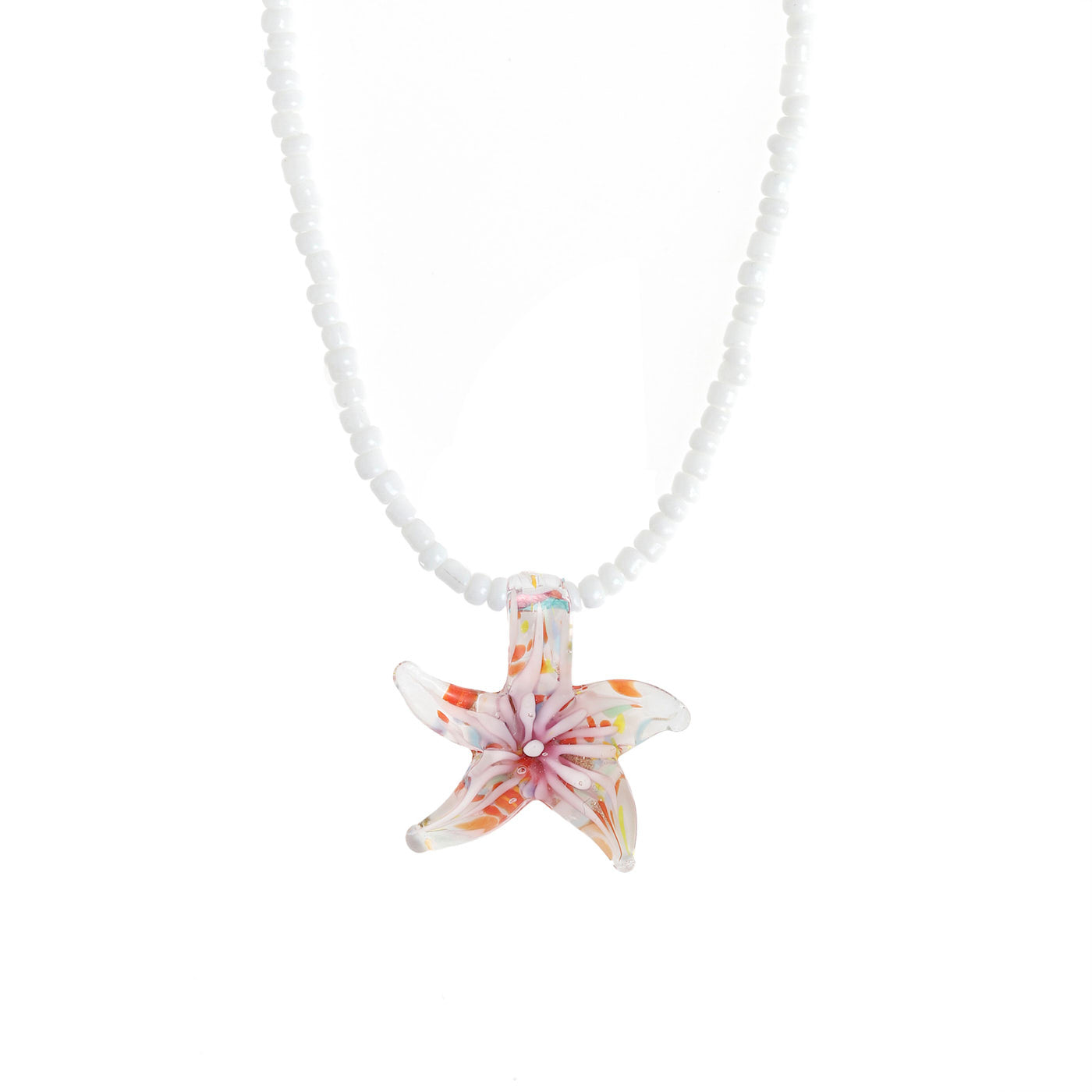 Serafina - Glass Starfish Necklace Stainless Steel - Purple