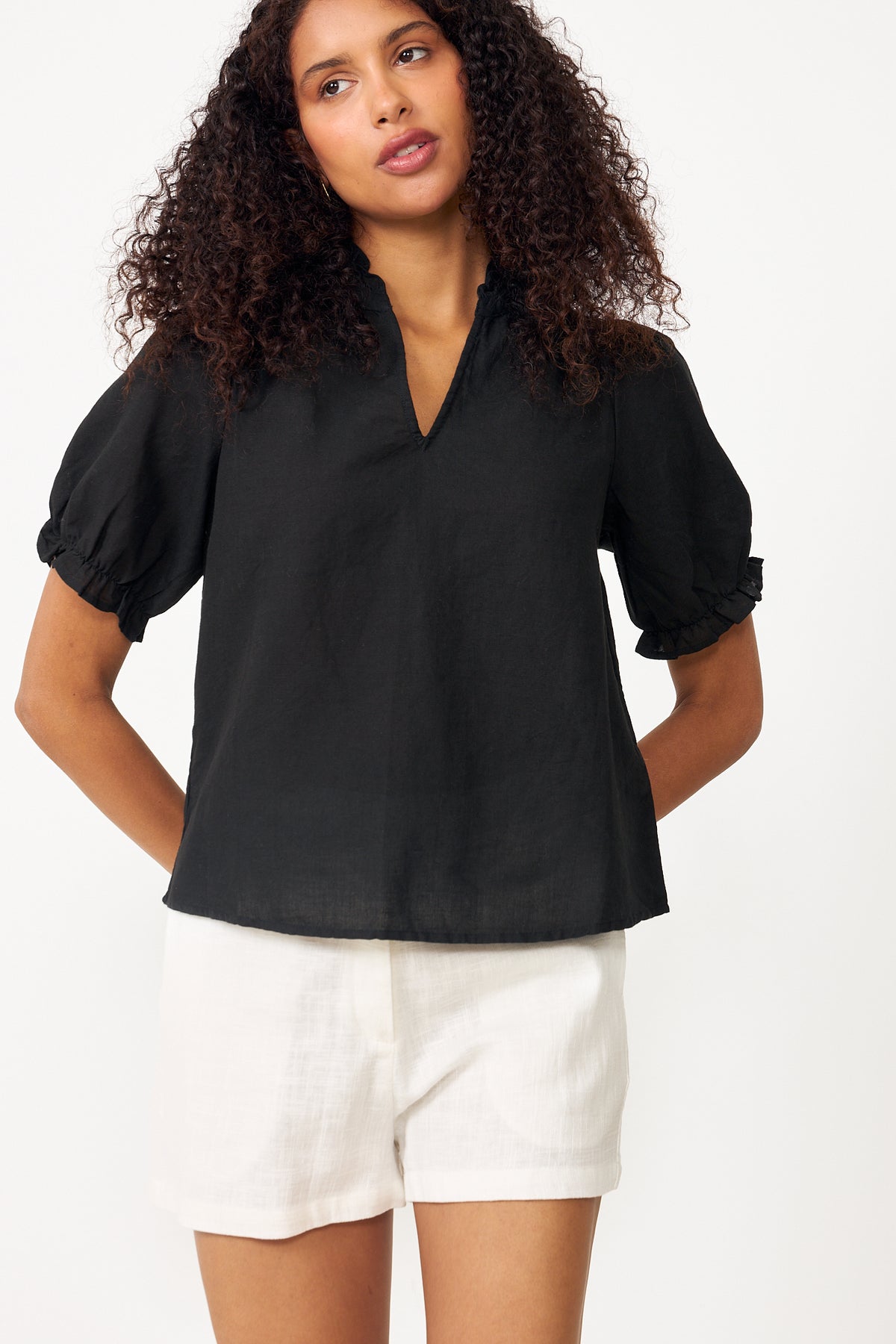 Odesa Linen Blus - Svart