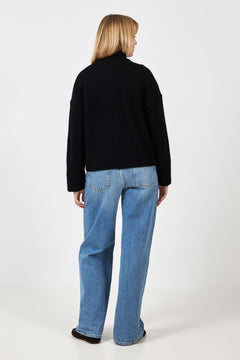 Sia Ras Ls Knit Zipper Cardigan - Black