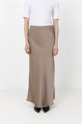 Vicky Heavy Sateen Skirt - Dark Taupe