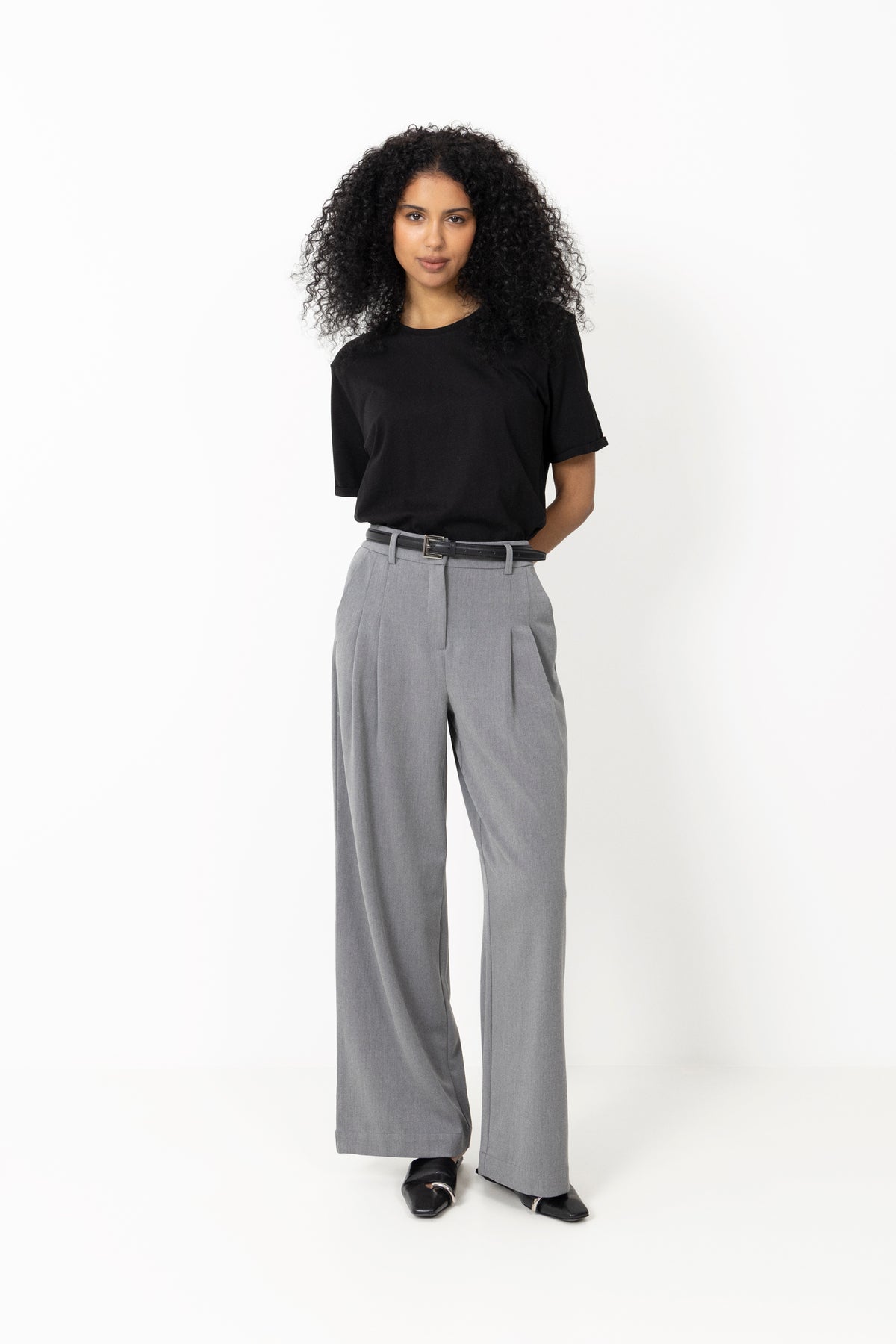 Moss Copenhagen Henrika HW Pants - Grey Melange