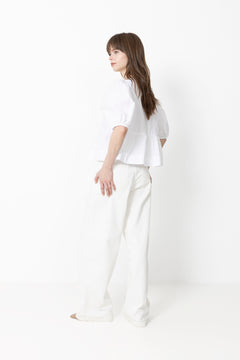 Cotton Poplin Peplum Blouse - Bright White