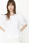 Ganni Cotton Poplin Peplum Blouse - Bright White