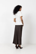 Vicky Heavy Sateen Skirt - Mörkbrun