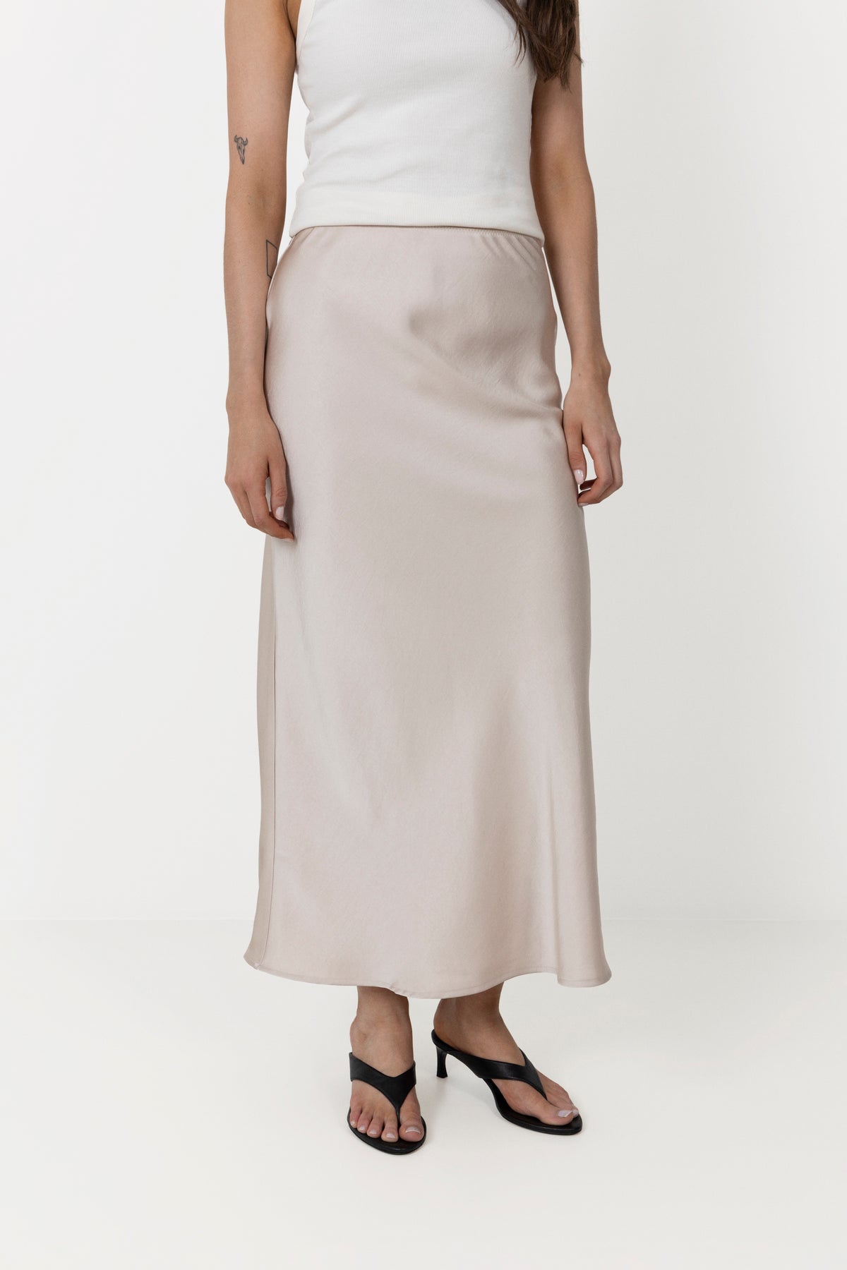 Vicky Heavy Sateen Skirt - Champagne