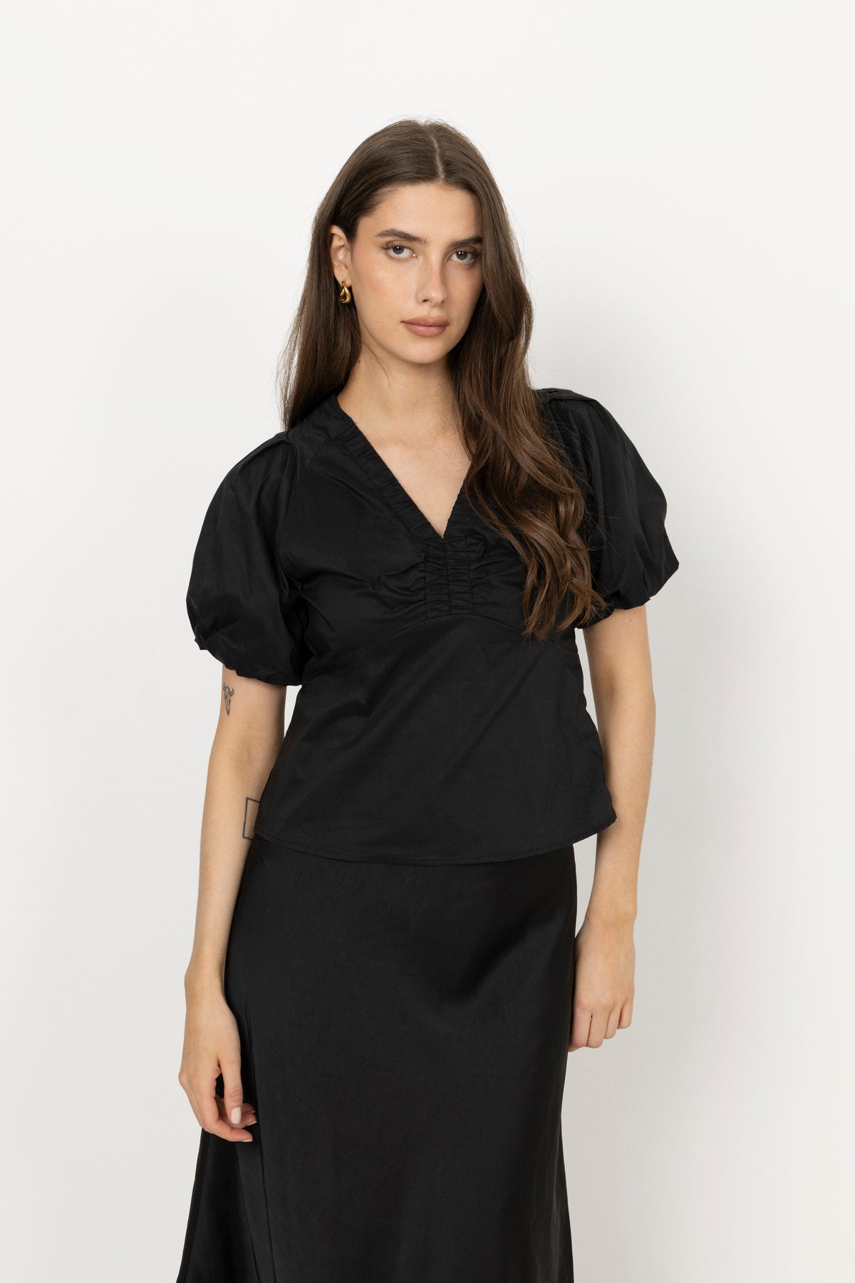 Irina Poplin Blus - Svart