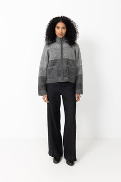 Tine Knit Cardigan - Dk. Grey Mix