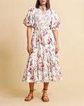Cotton Slub Midi Dress - Rose Bouquet