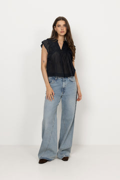 Jayla S Voile Top - Navy