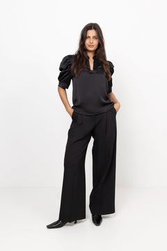 Roella Heavy Sateen Blouse - Black
