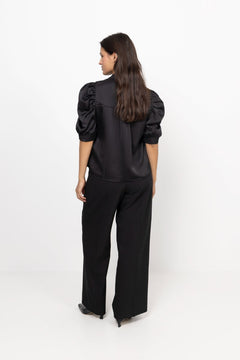 Roella Heavy Sateen Blouse - Black