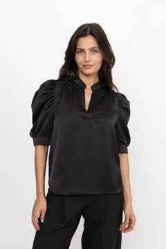 Roella Heavy Sateen Blouse - Black