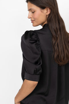 Roella Heavy Sateen Blouse - Black