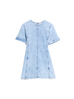 Short Denim Dress - Blue Washed