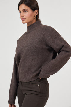 Paulina Knit Blouse - Brown Melange