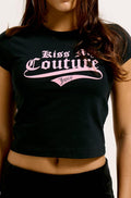 Kiss My Couture Capped Baby Sleeve T-shirt - Svart