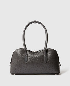Ryder Ostrich Shoulder Bag - Slate